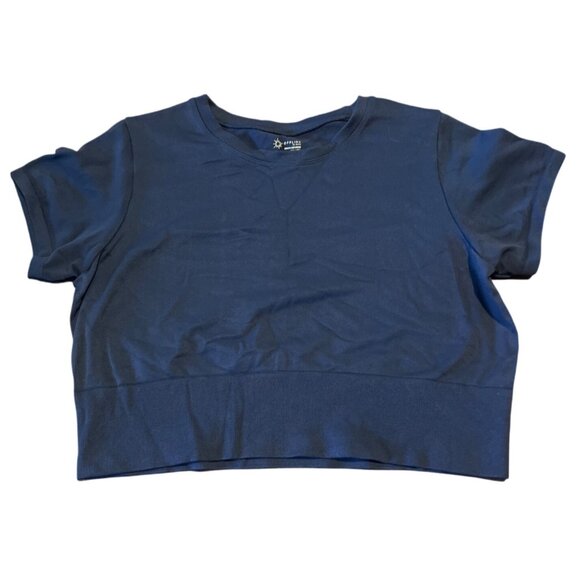 Offline By Aerie Womens Seamless Sidewalk Workout Top Crop Top XXL Navy - Picture 1 of 6